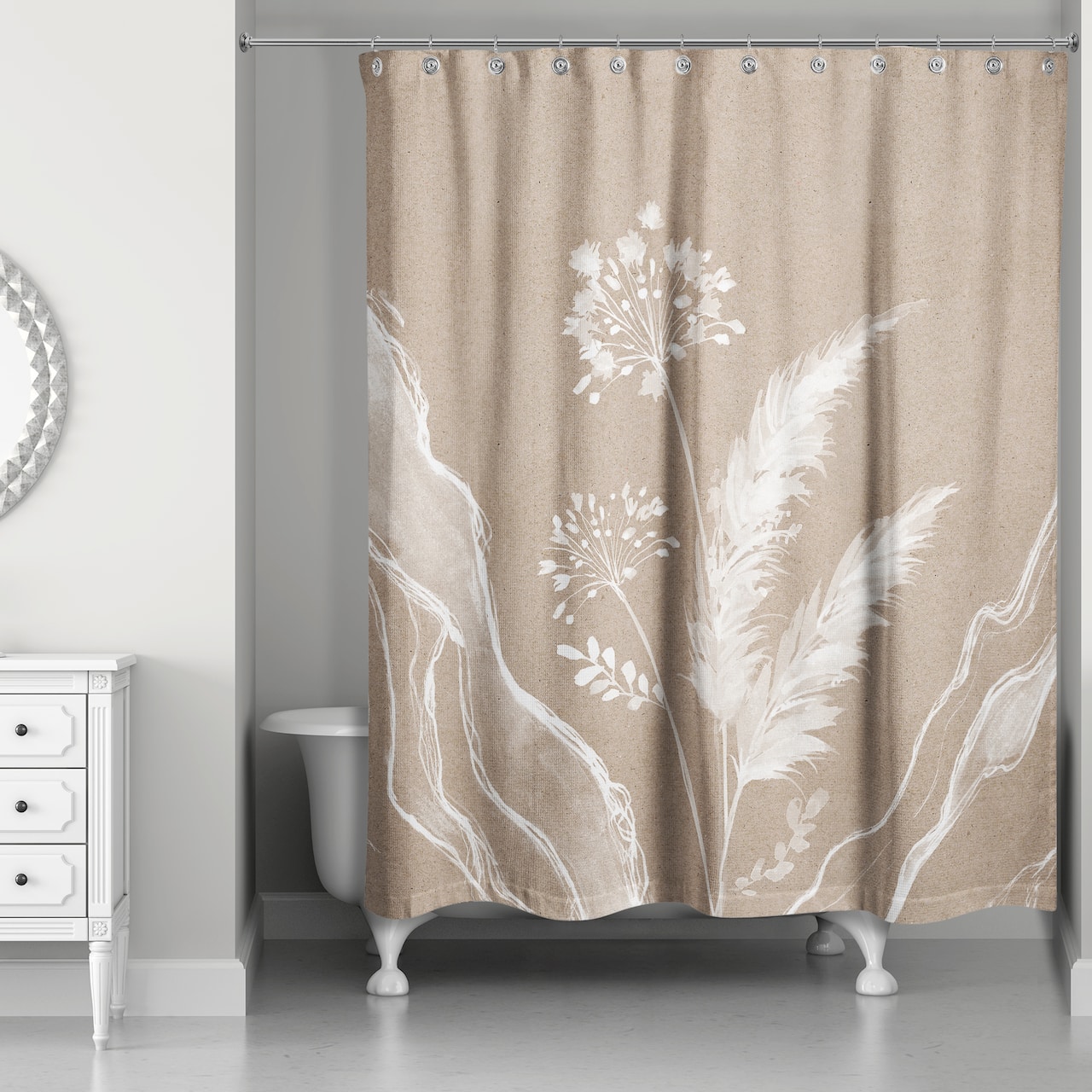 Boho Botanicals 71" x 74" Shower Curtain